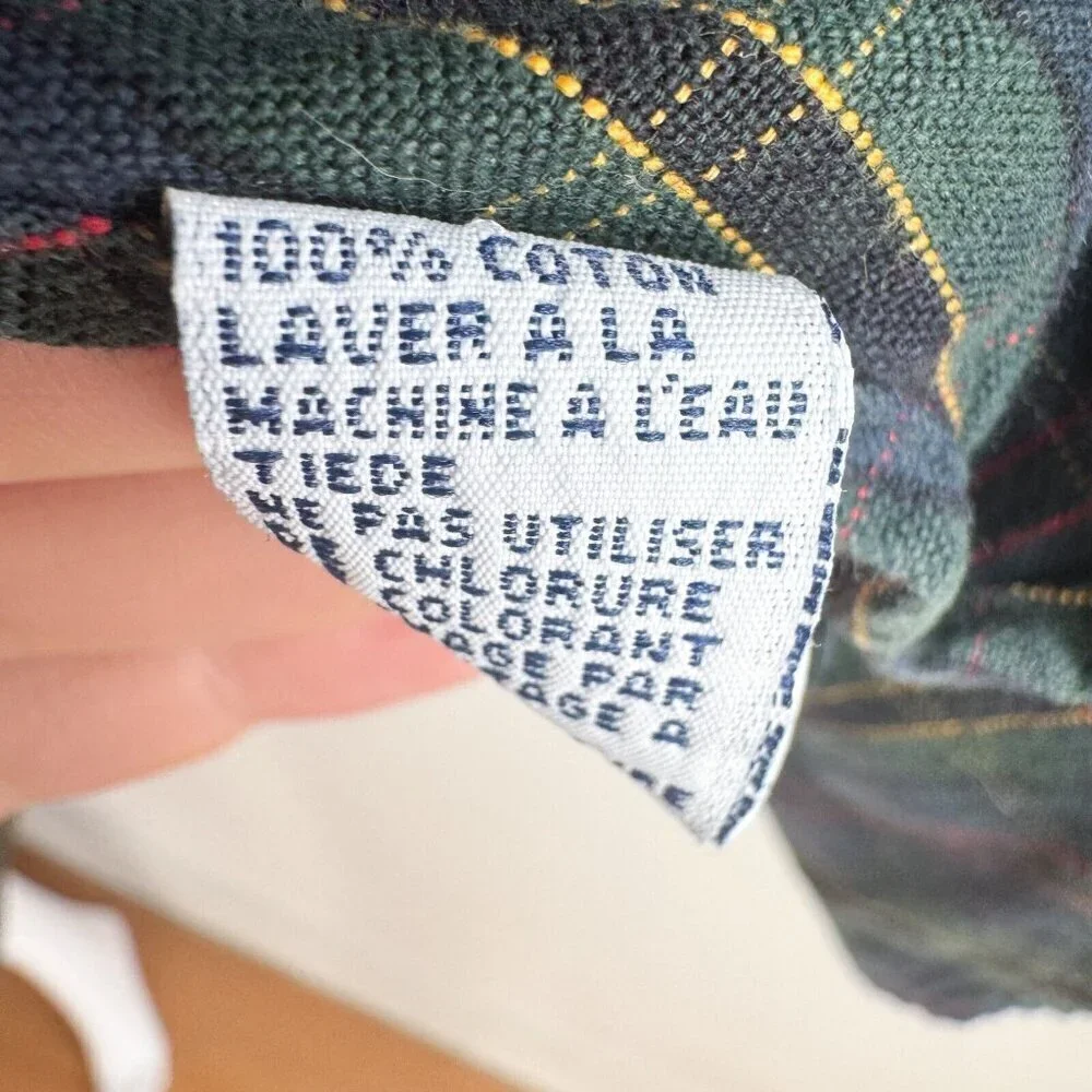 Vintage Polo Ralph Lauren Green Blue Plaid Logo Button Down Shirt M